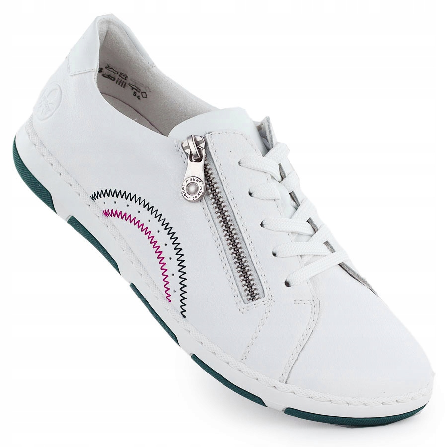 Dámské kožené polobotky na zip bílé Rieker 42424-80 40