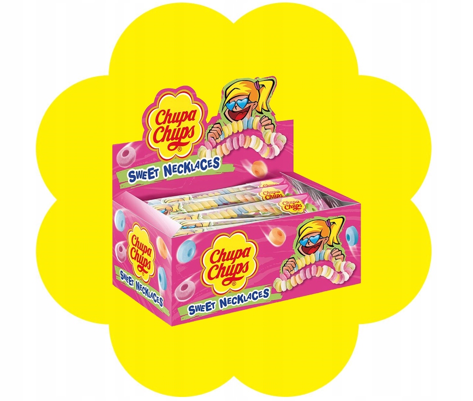 Chupa Chups cukierki Candy Necklace 24x17,7g słodycze na Dzień Dziecka Stan opakowania oryginalne
