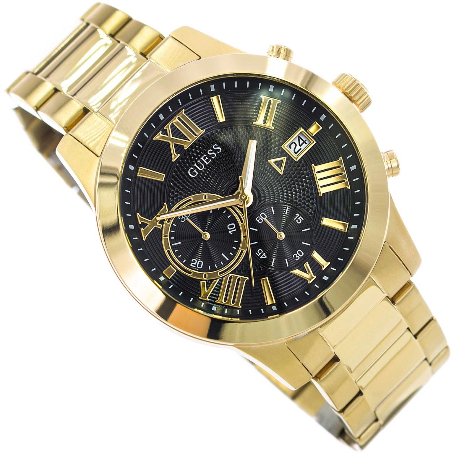 Pánské Hodinky Guess W0668G8 Atlas Zlatý Na Náramku Datumovka Stopky