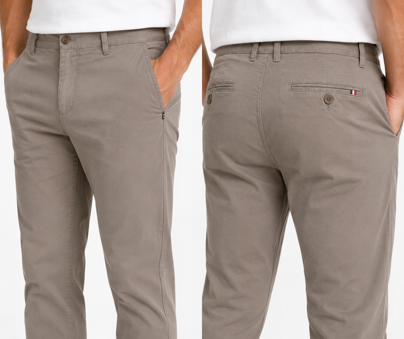 Pánské Bavlněné Kalhoty Chinos Elegantní Společenské Béžové W32 L32