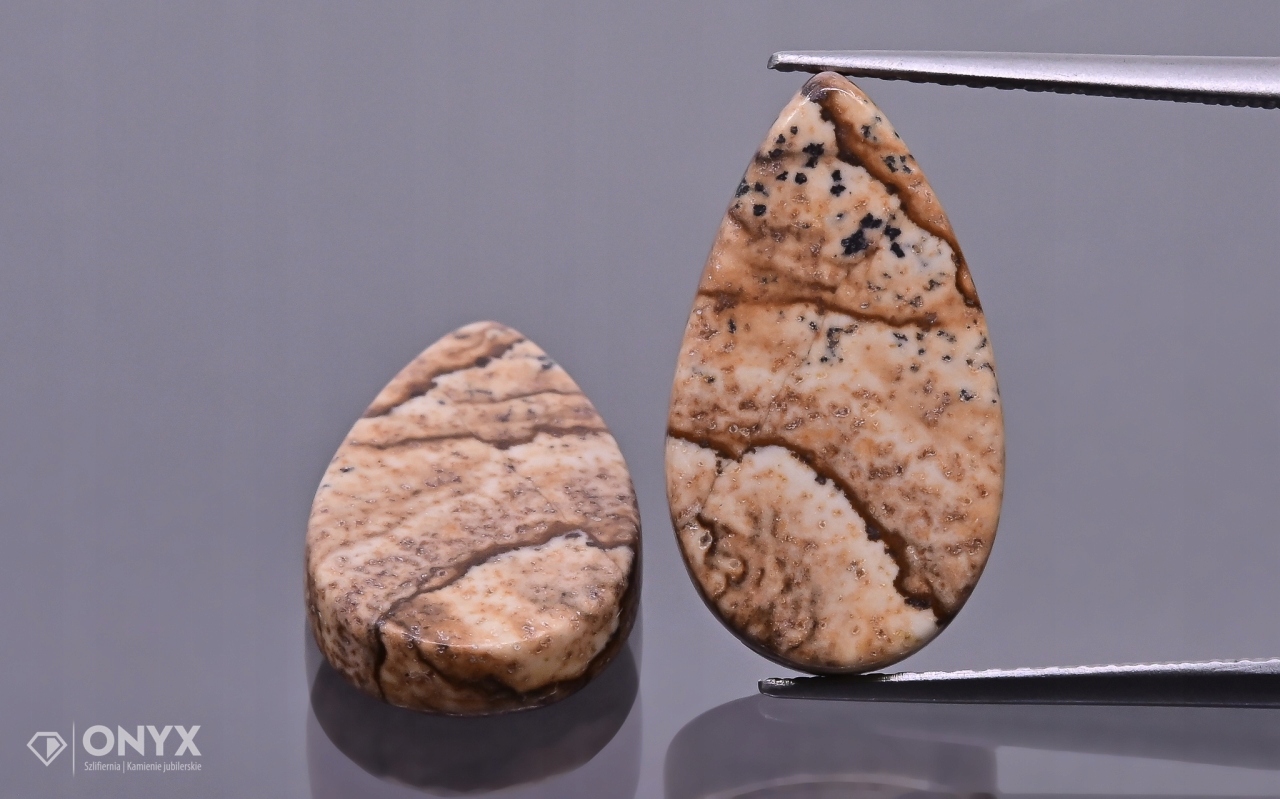 Jaspis Kalahari mělký Pár slza 17,5x10 mm