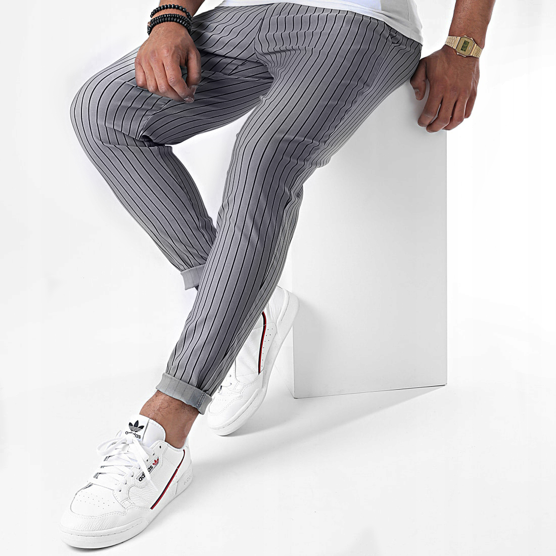 Pánské kalhoty Casual Chinosy Slim Fit žebrované
