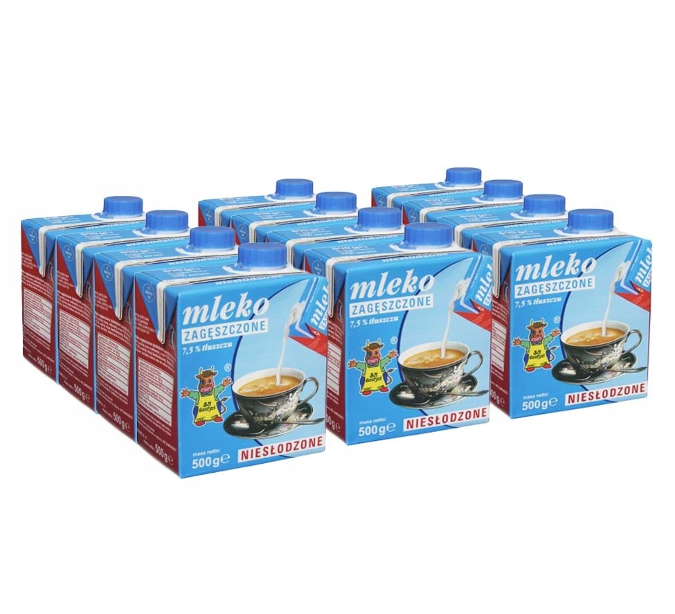 Levně Mléko zahuštěné 7,5% Gostyń 12 x 500 g, neslazené