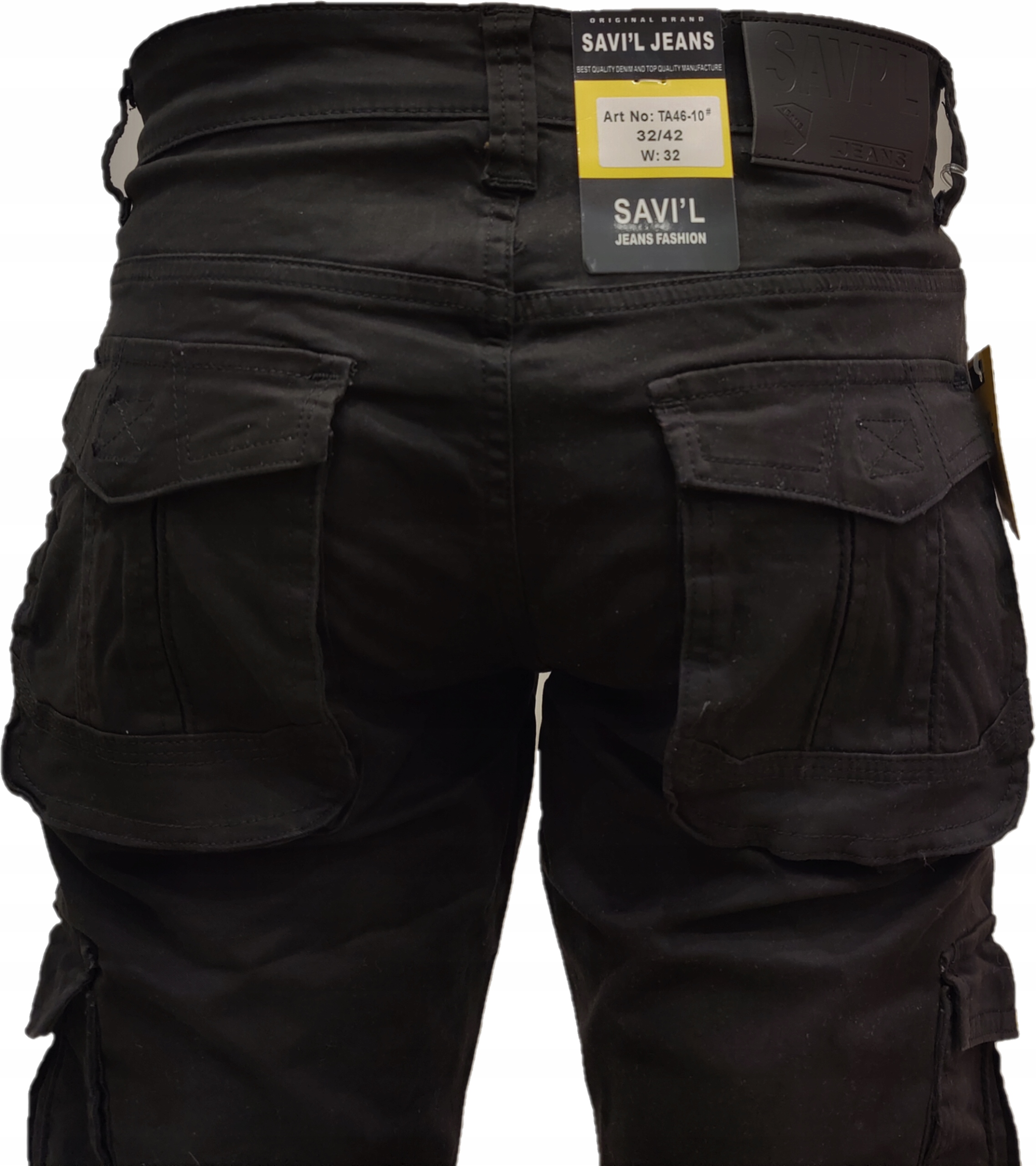 Bojówka męska czarna z kieszeniami W36