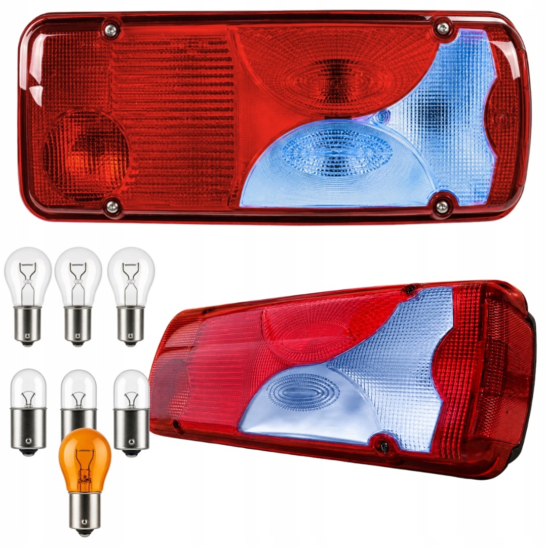 Pravá zadní lampa Man Tgl Tgx kombinovaná s modrým stínítkem a žárovkami