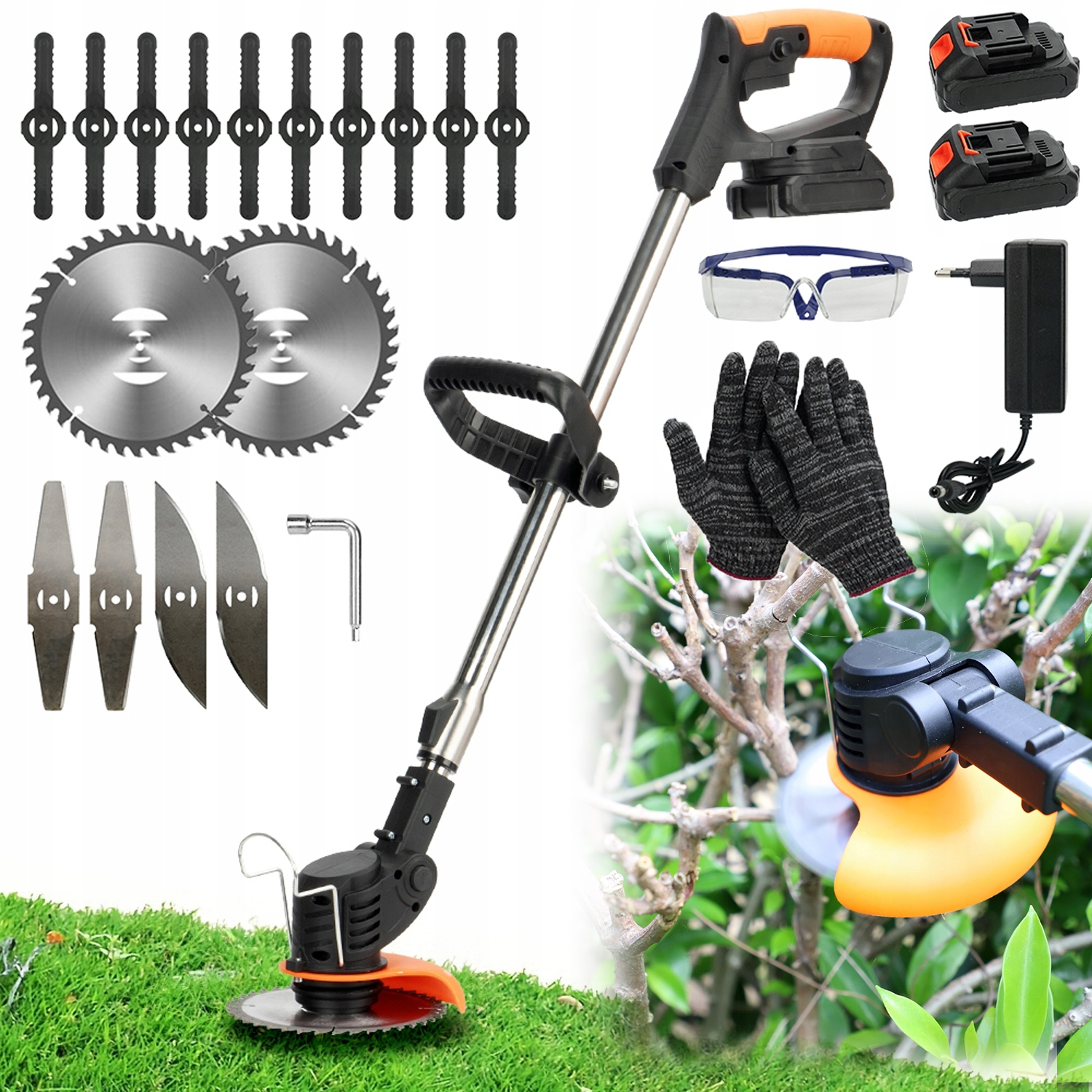 Lehký bezdrátový zastřihovač pro Trávy 21 V 2 Akumulátory Práce Trávník Farma