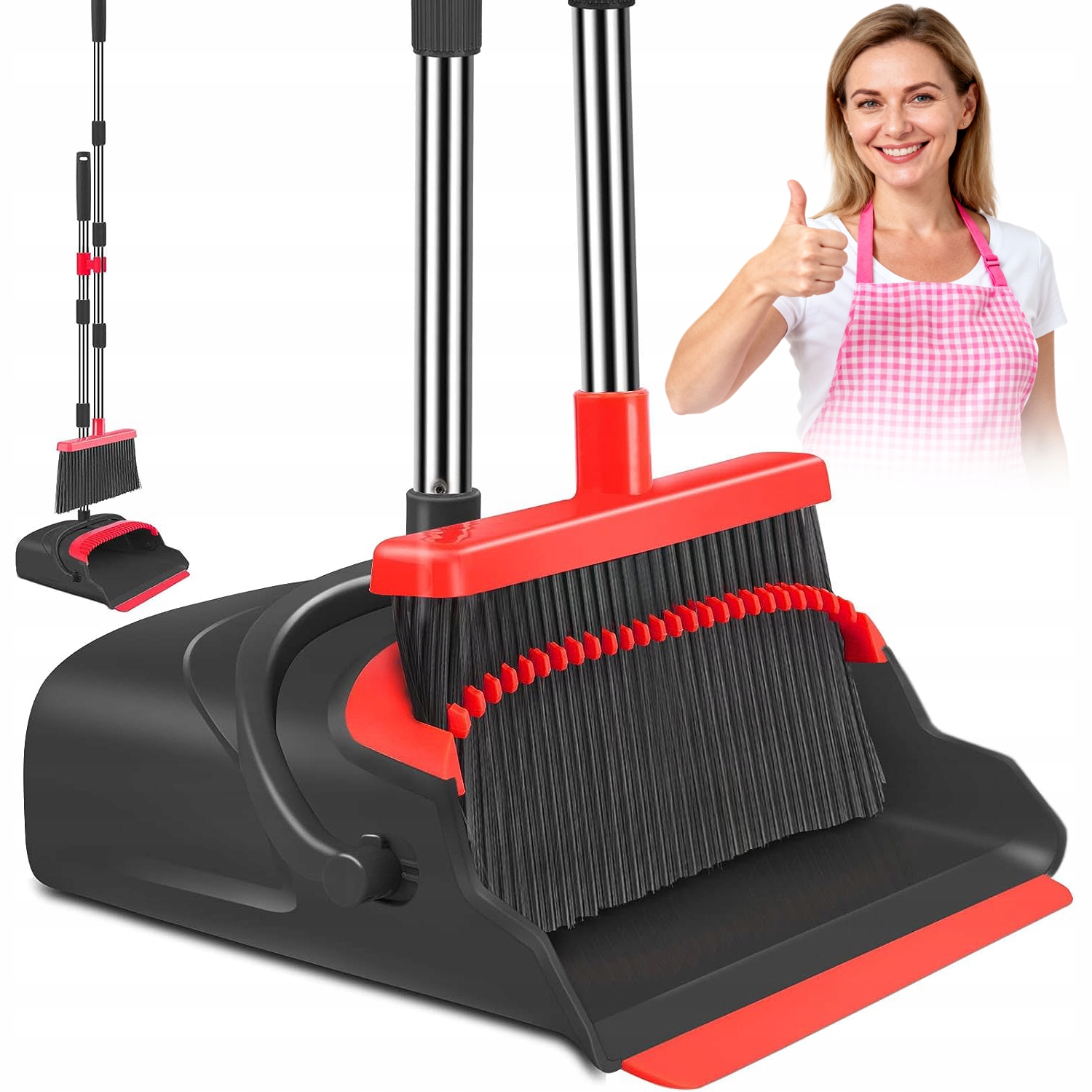 Levně Kartáčová Metla Lopatka 3V1 Husté Štětiny Prach Srst Zavěšení Trvalá