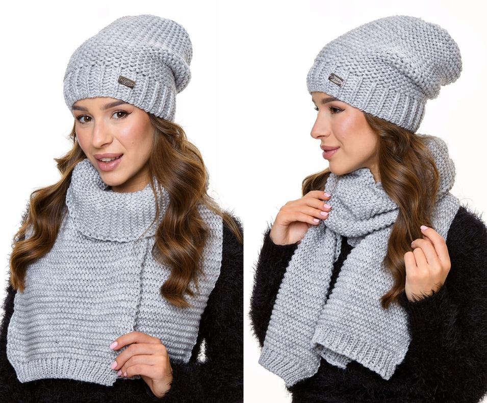 Zateplený dámský komplet čepice beanie a zimní šála
