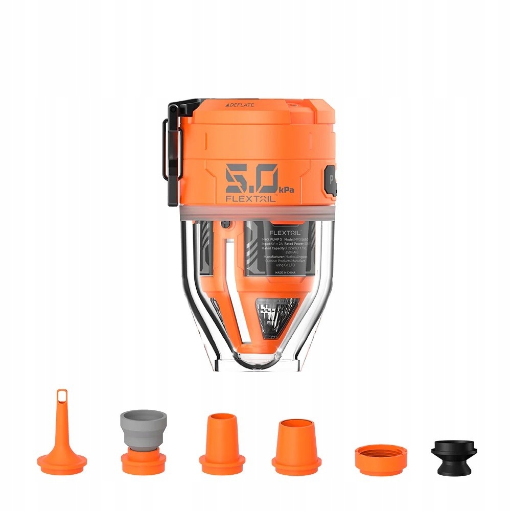 Flextail Max Pump 3 pompka do materacy z lampą Led, 5 kPa, Orange