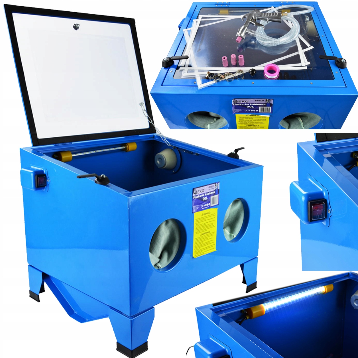 PIASKARKA KABIONWA 90 L Z PISTOLETEM I 4 DYSZAMI NIEBIESKA