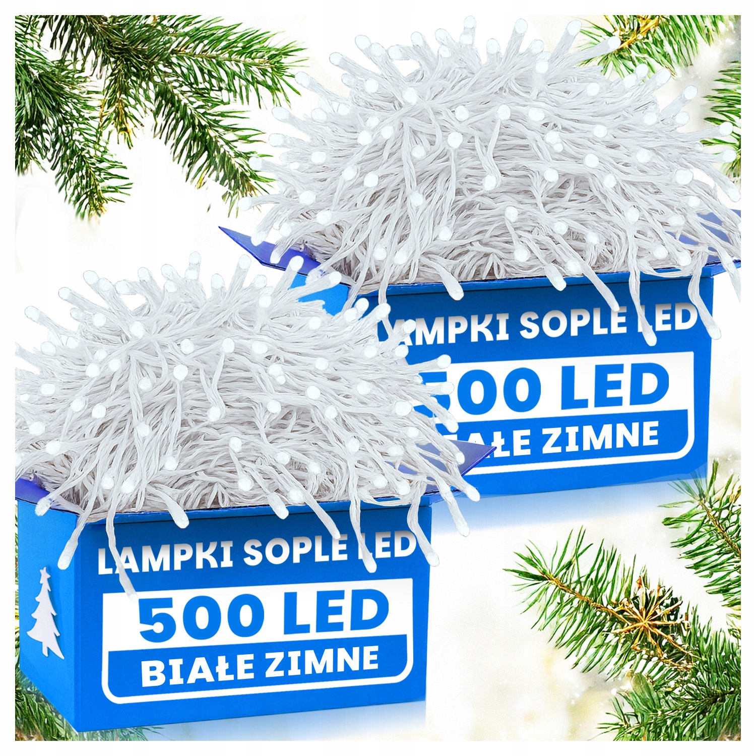 2 X Rampouchy 500 Led Studená Bílá Venkovní Vánoční Dekorace na Stromeček