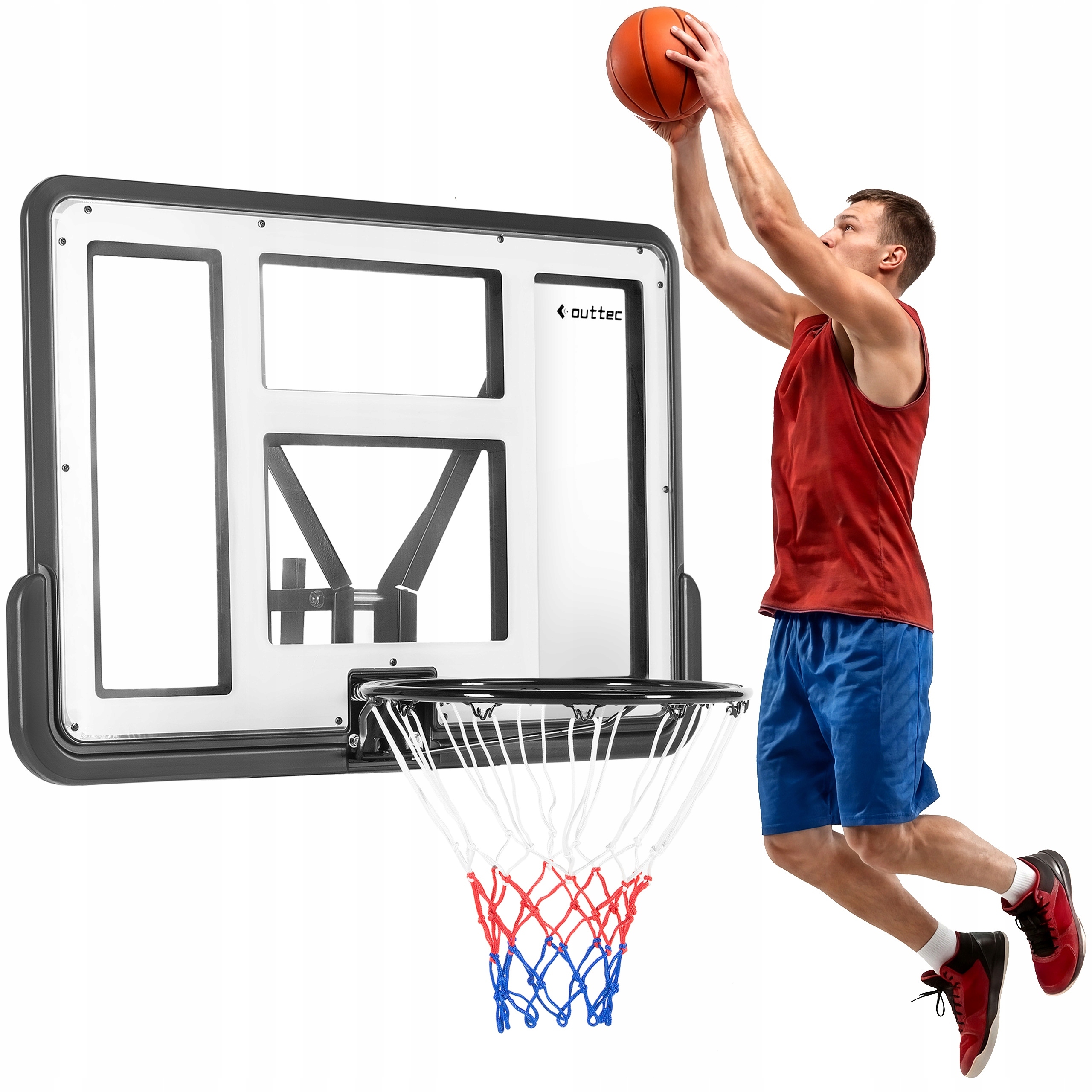 Tablica Do Koszykówki 110X75 Z Uchwytem Do Mocowania Obręcz 45CM Outtec