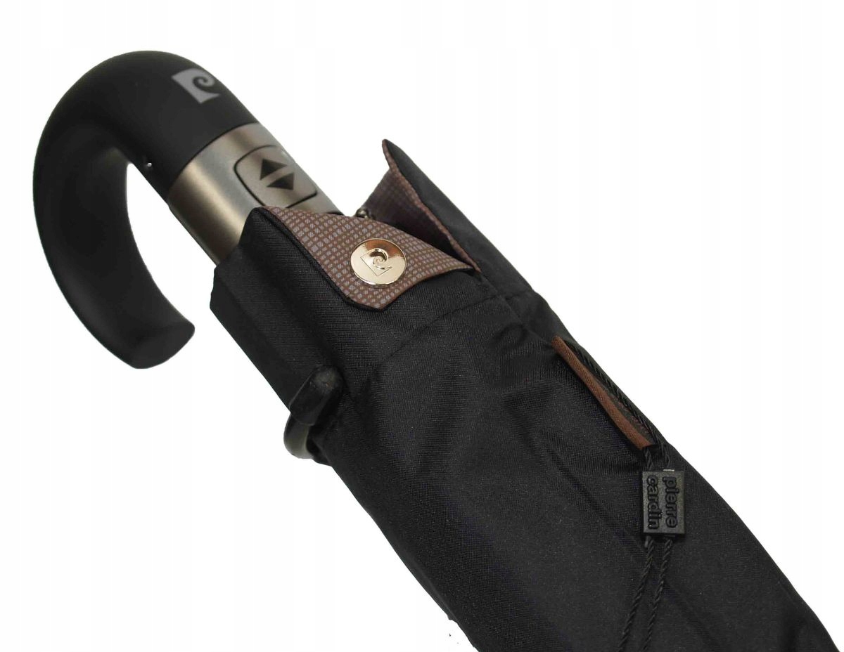 Skládací deštník Pierre Cardin s ohnutou rukojetí, černý