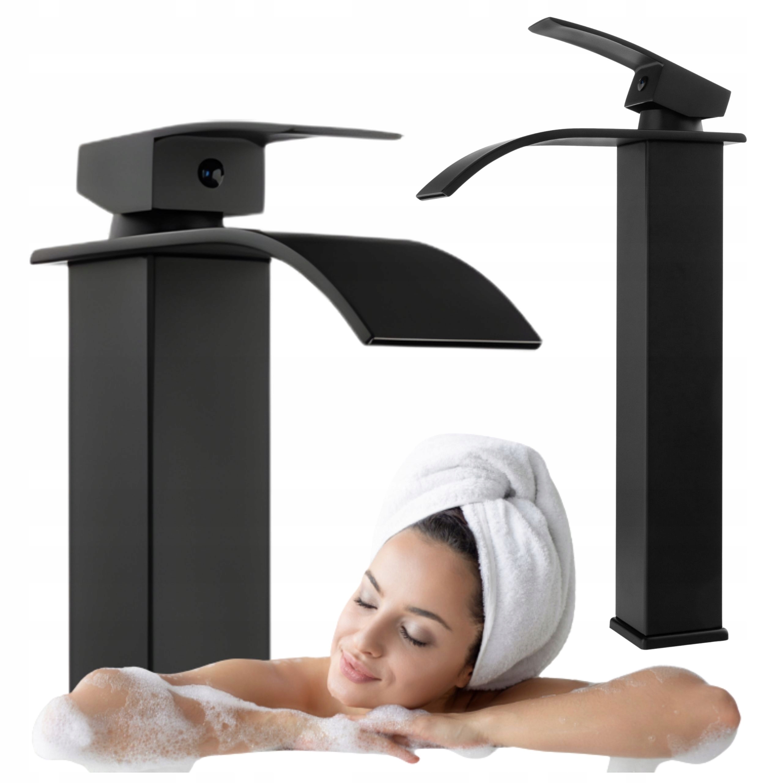 Stojánková Umyvadlová Baterie Cascade Vysoká Kaskáda Černá