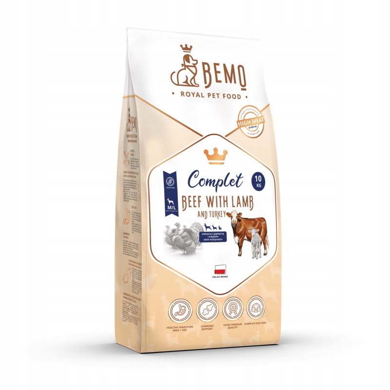 Levně Suché krmivo pro psy Bemo Complet 10 kg, velká a střední plemena mix chutí krůta