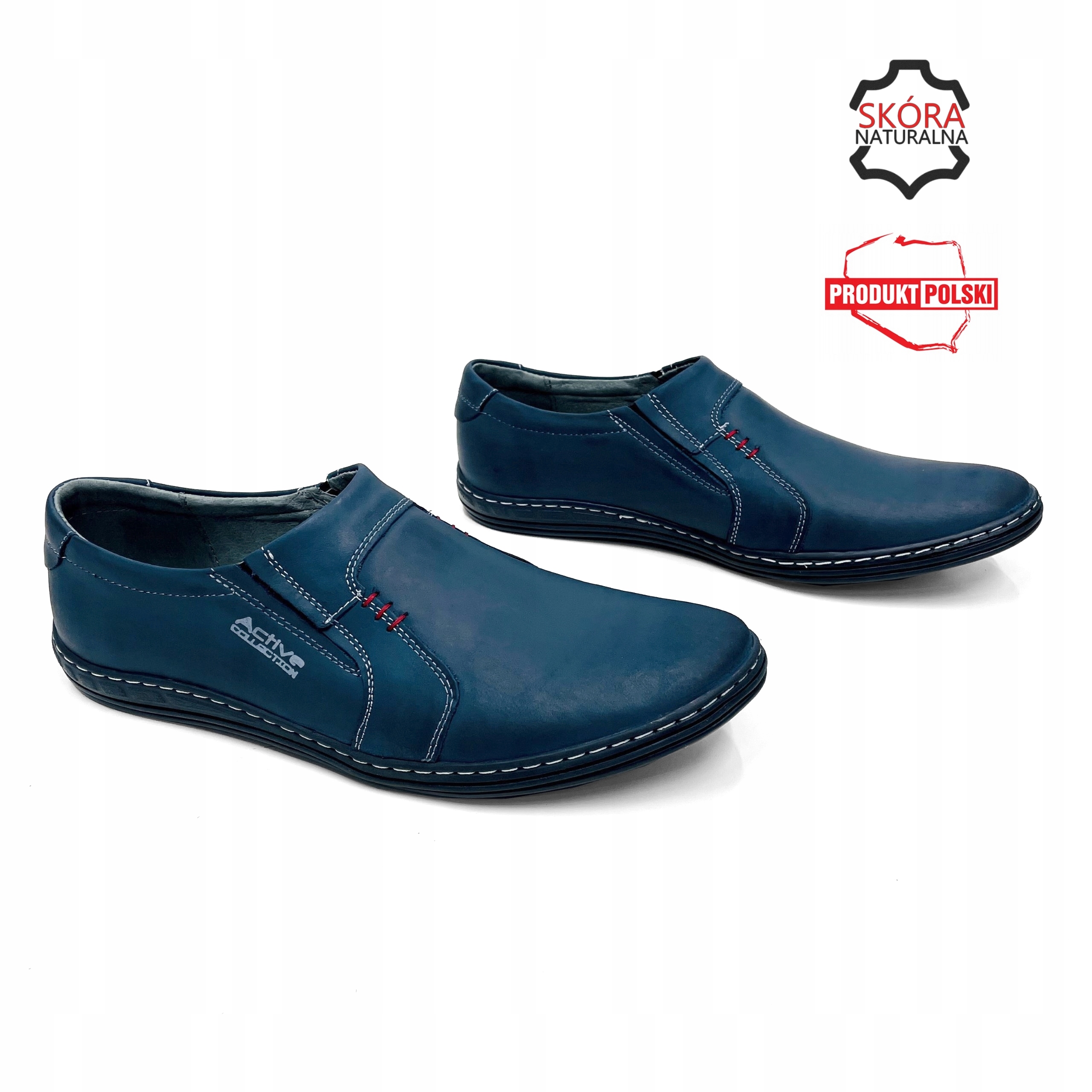 Modré Kožené Polobotky Mokasíny, Měkké