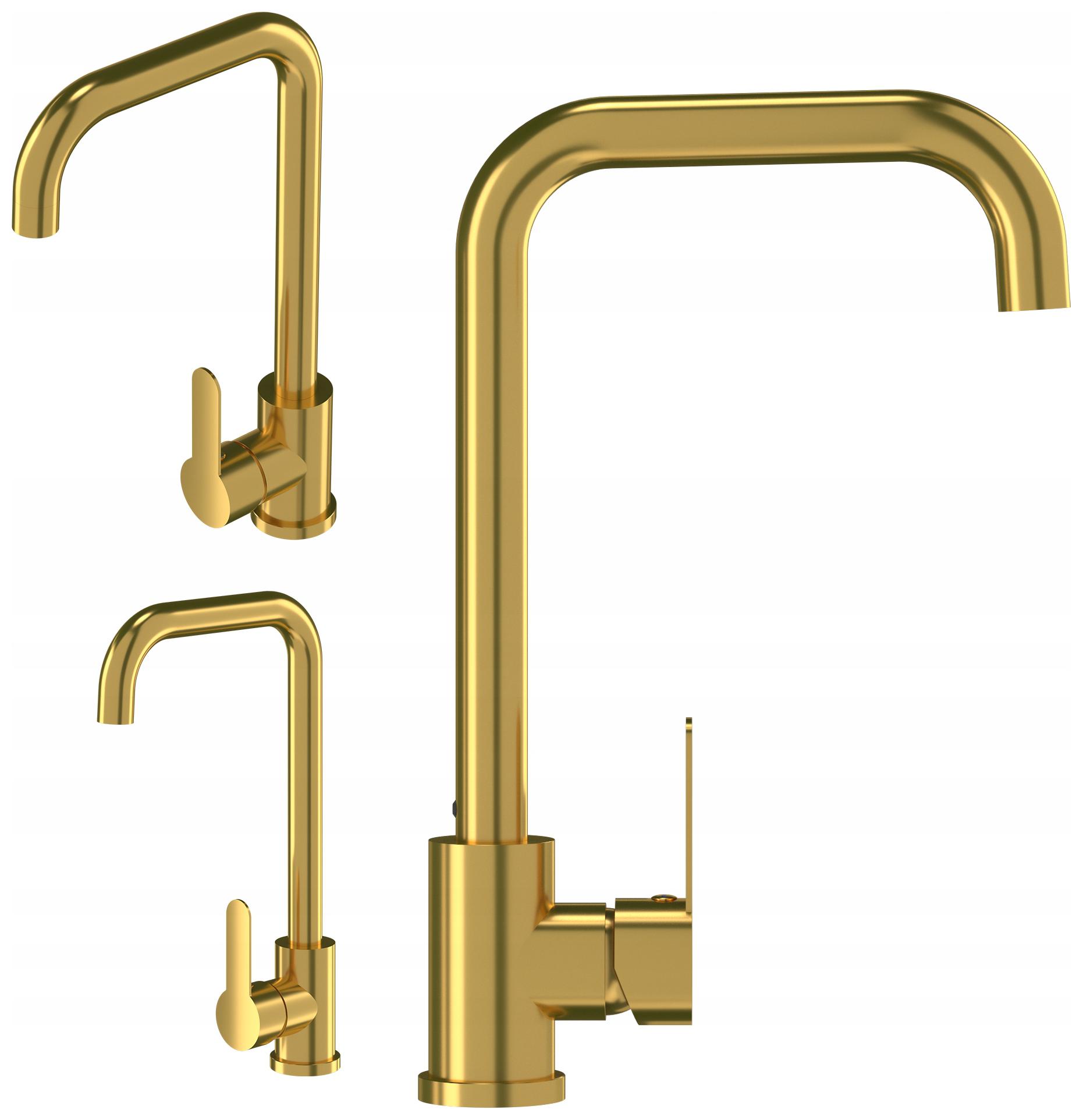 Kuchynská Batéria Do Umývadla, Brúsená, Zlatý Kohútik, Vysoký Zaoblený Steel