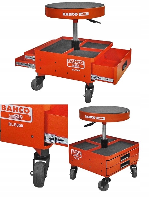 Taboret Krzesło Stołek roboczy na kółkach z 3 szufladami BLE300 Bahco