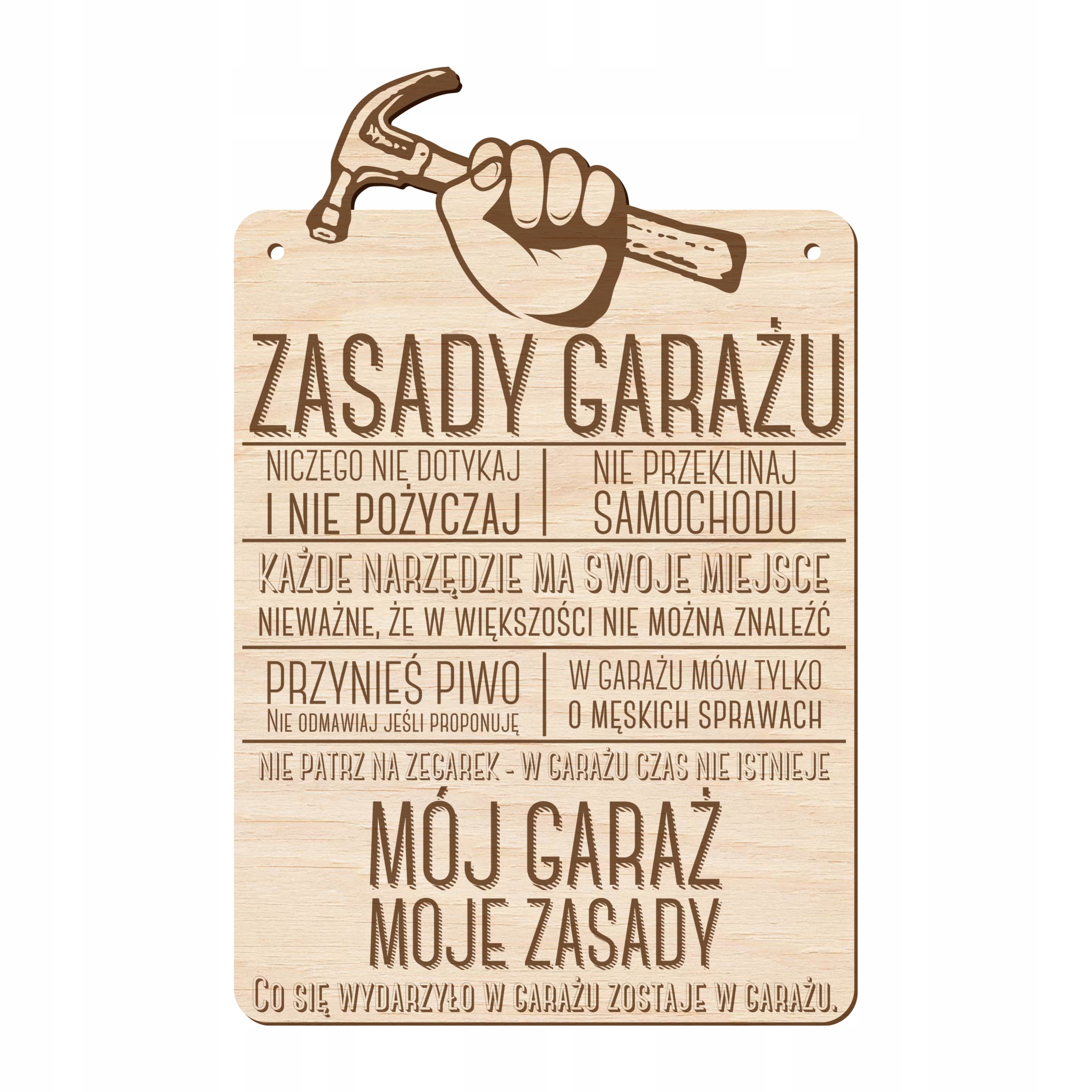 

Drewniana Tabliczka Zasady Garażu Urodziny
