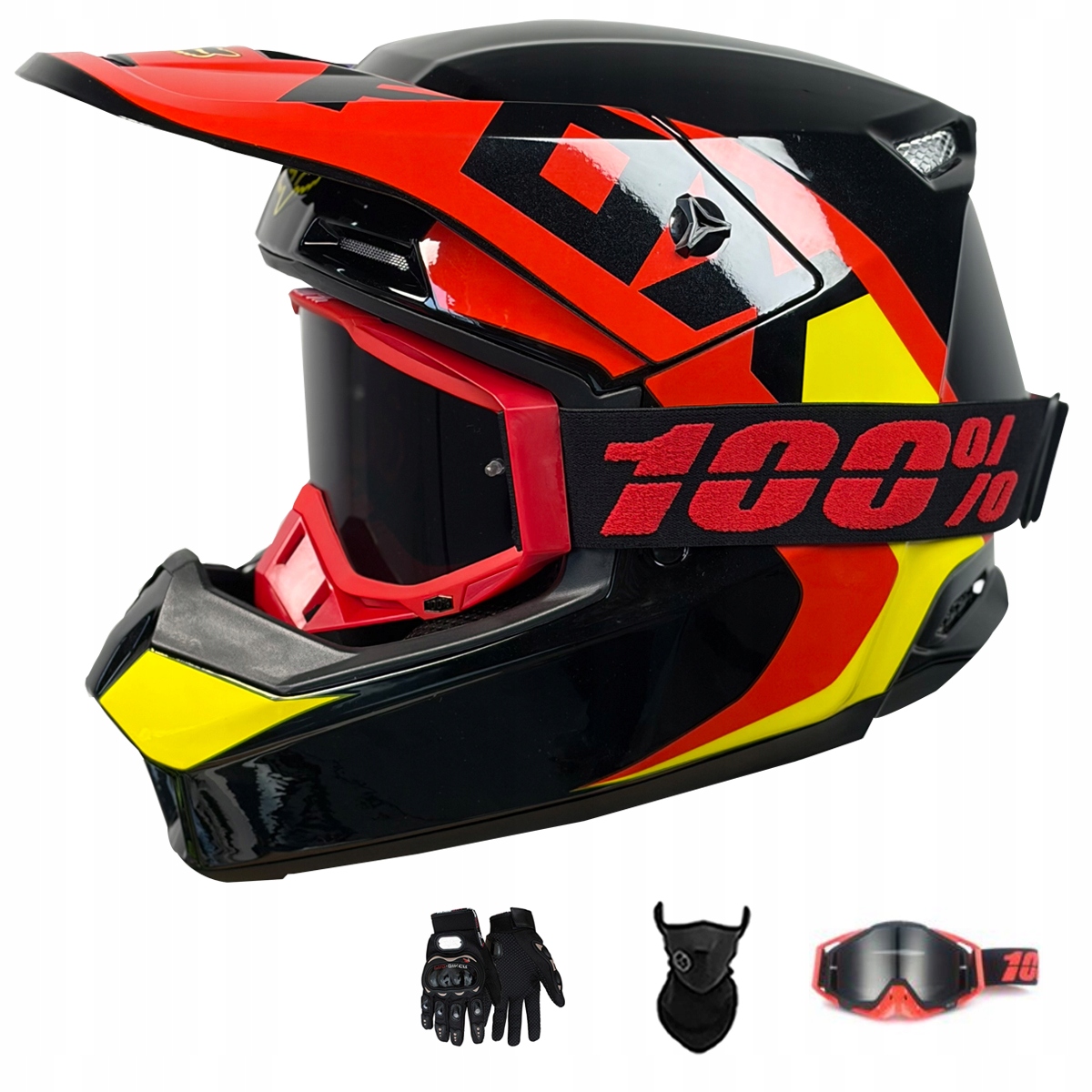 Motocyklová Přilba Lehká Enduro Quada Brýle Rukavice Maska S