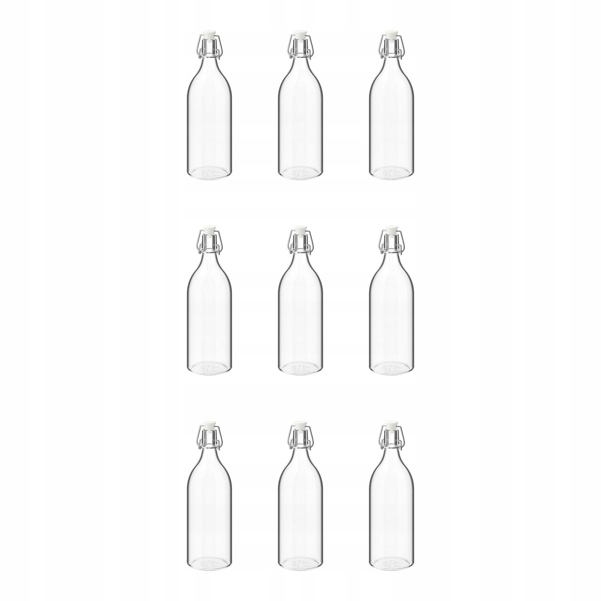 9 ks Láhev Korken 1 l sklo s víčkem na nápoje