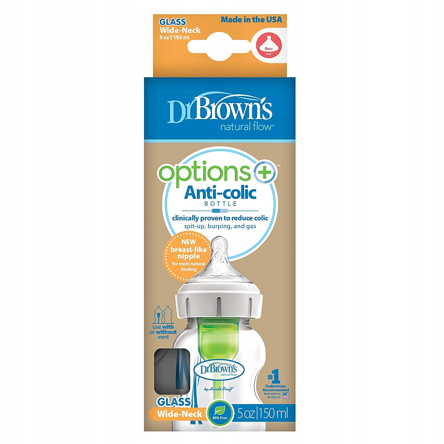 DR BROWNS Butelka Antykolkowa Szeroka Szyjka 150 ml Natural Flow Options+ — miniatura 7