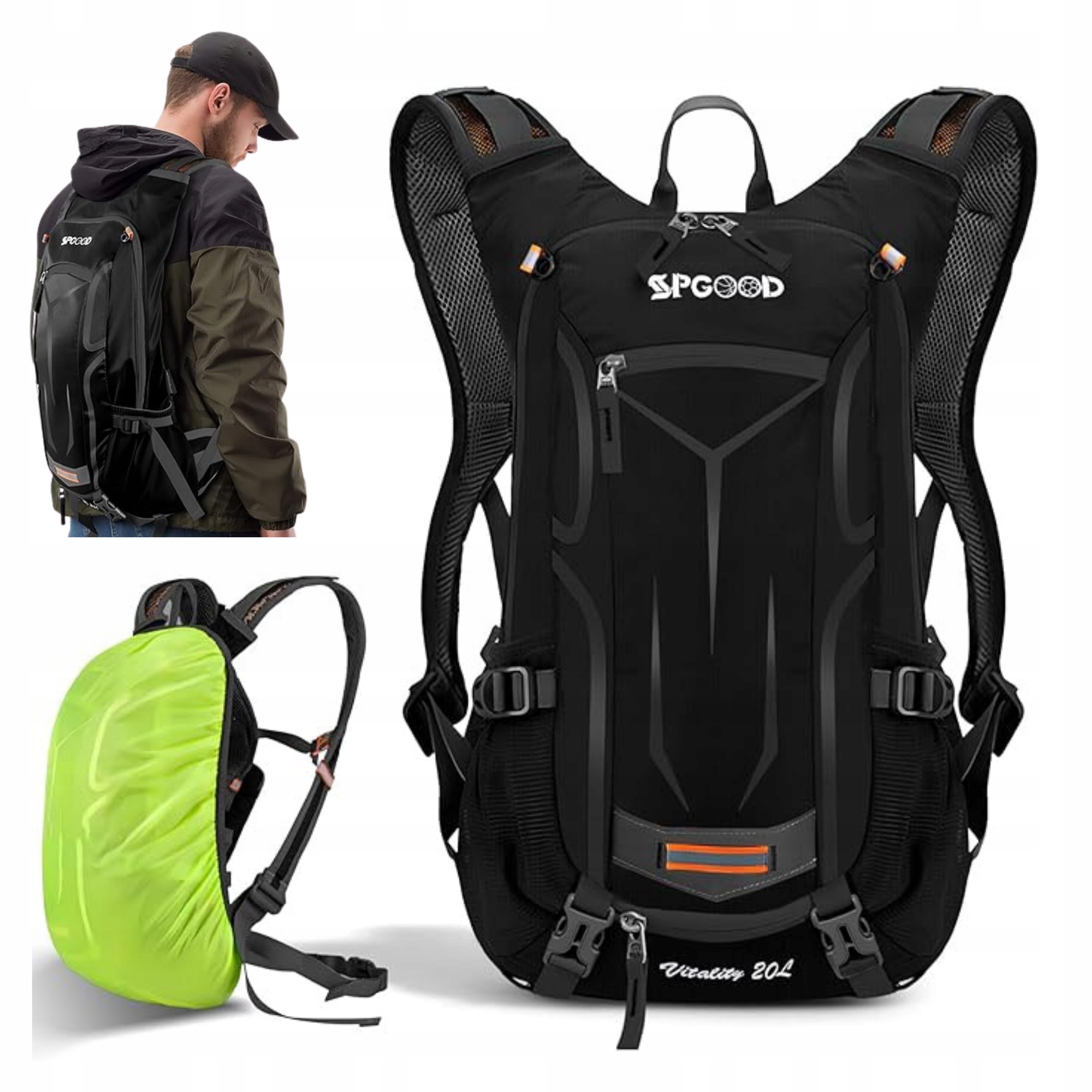 Plecak Sportowy Rowerowy Górski Turystyczny Wielofunkcyjny 25 L Czarny