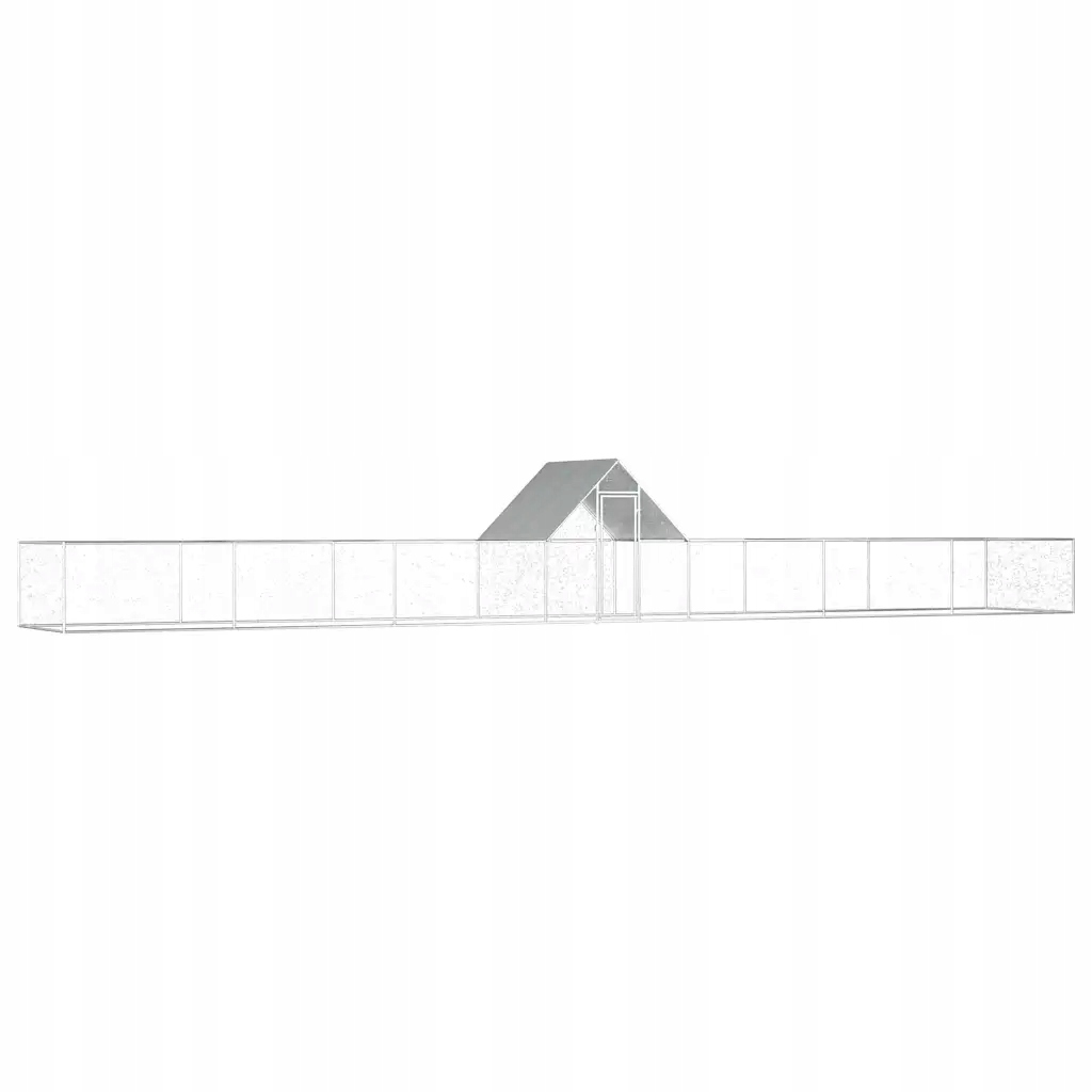 Ocelový kurník s voděodolnou střechou, stříbrný, 14 x 2 x 2 m