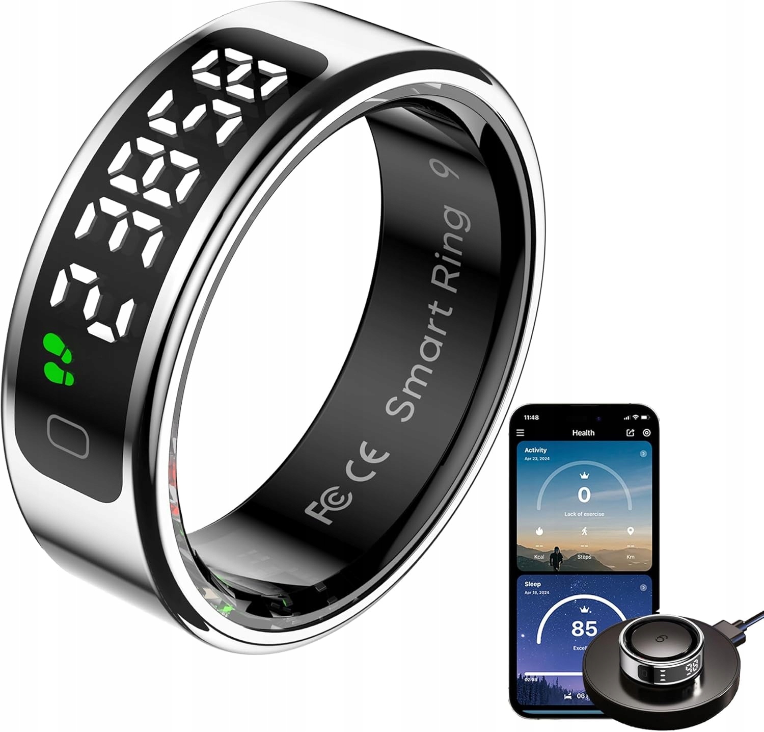 Krúžok Findtime Smart Ring s displejom a monitorom spánku