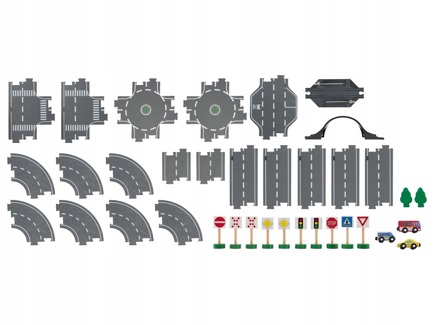 Drewniany TOR SAMOCHODOWY Zestaw dróg miejskich Playtive PREZENT 2+ 35 el. Kod producenta 017239
