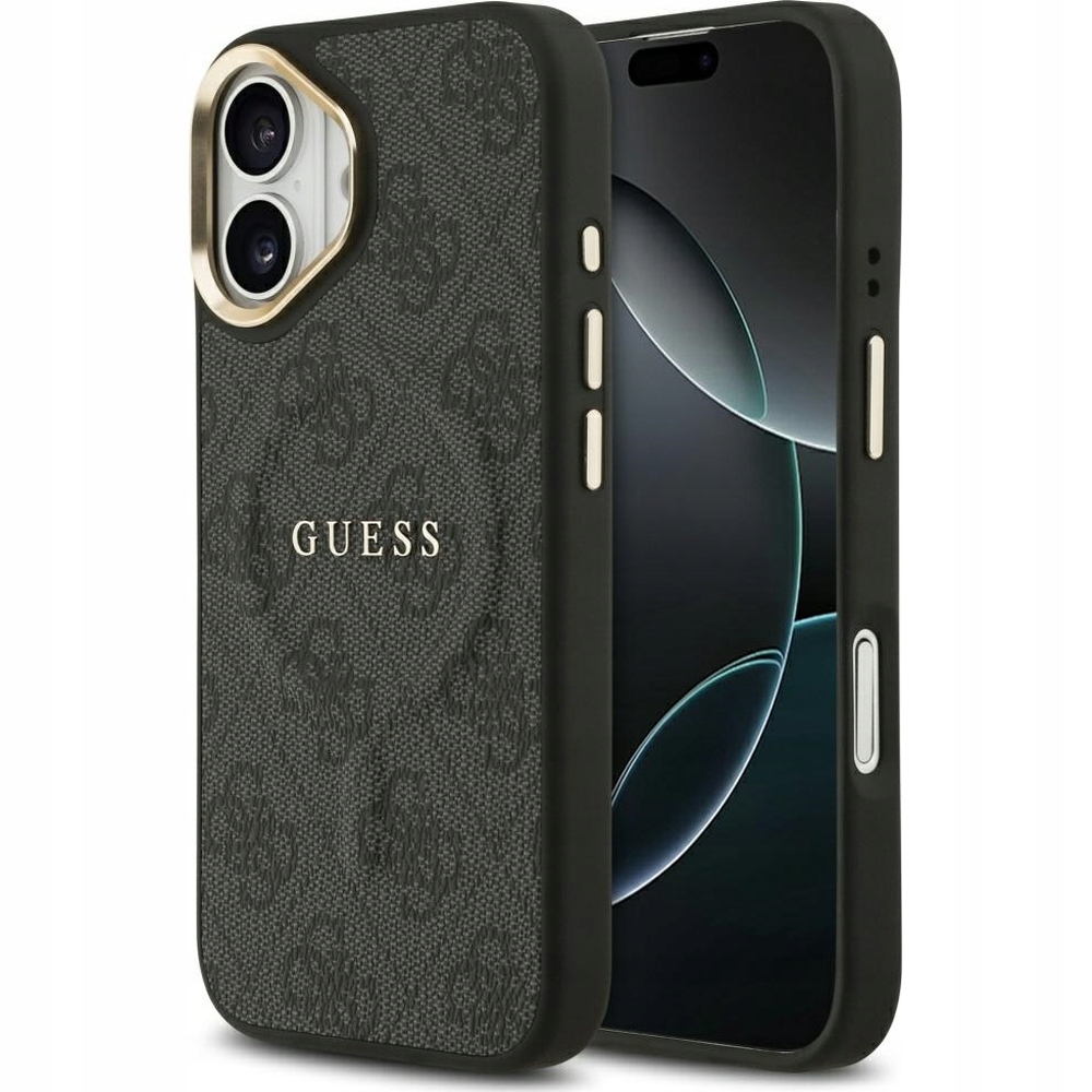 Guess Pu Leather 4G Gold Frame MagSafe Pouzdro pro iPhone 17 černá/zlatá