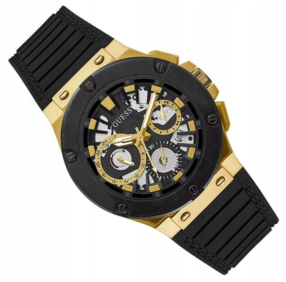 Pánské Sportovní Zlaté Vodotěsné Hodinky Guess Circuit GW0487G5 50M