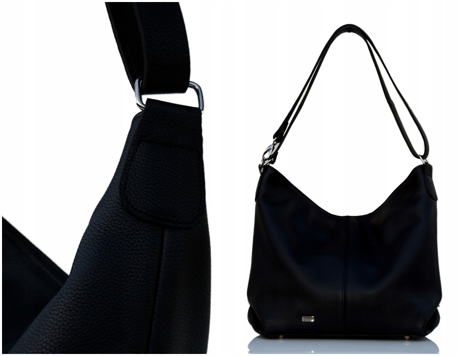 TOREBKA WOREK LISTONOSZKA DUŻA A4 2W1 CZARNA Styl miejski