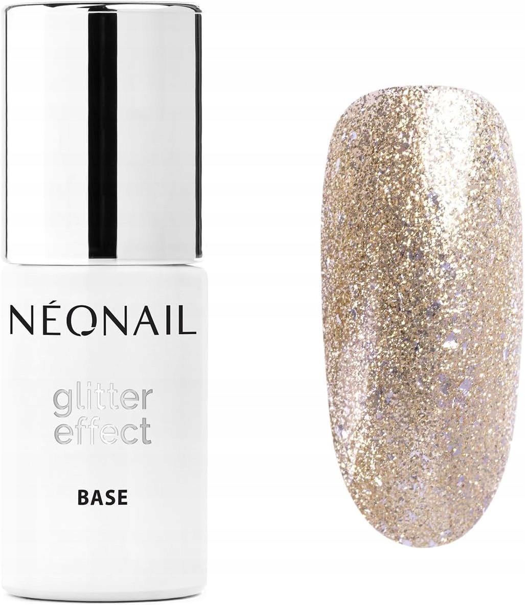 Néonail Glitter Effect Base Gold Twinkle semipermanentní báze gel 2v1 7.2 ml