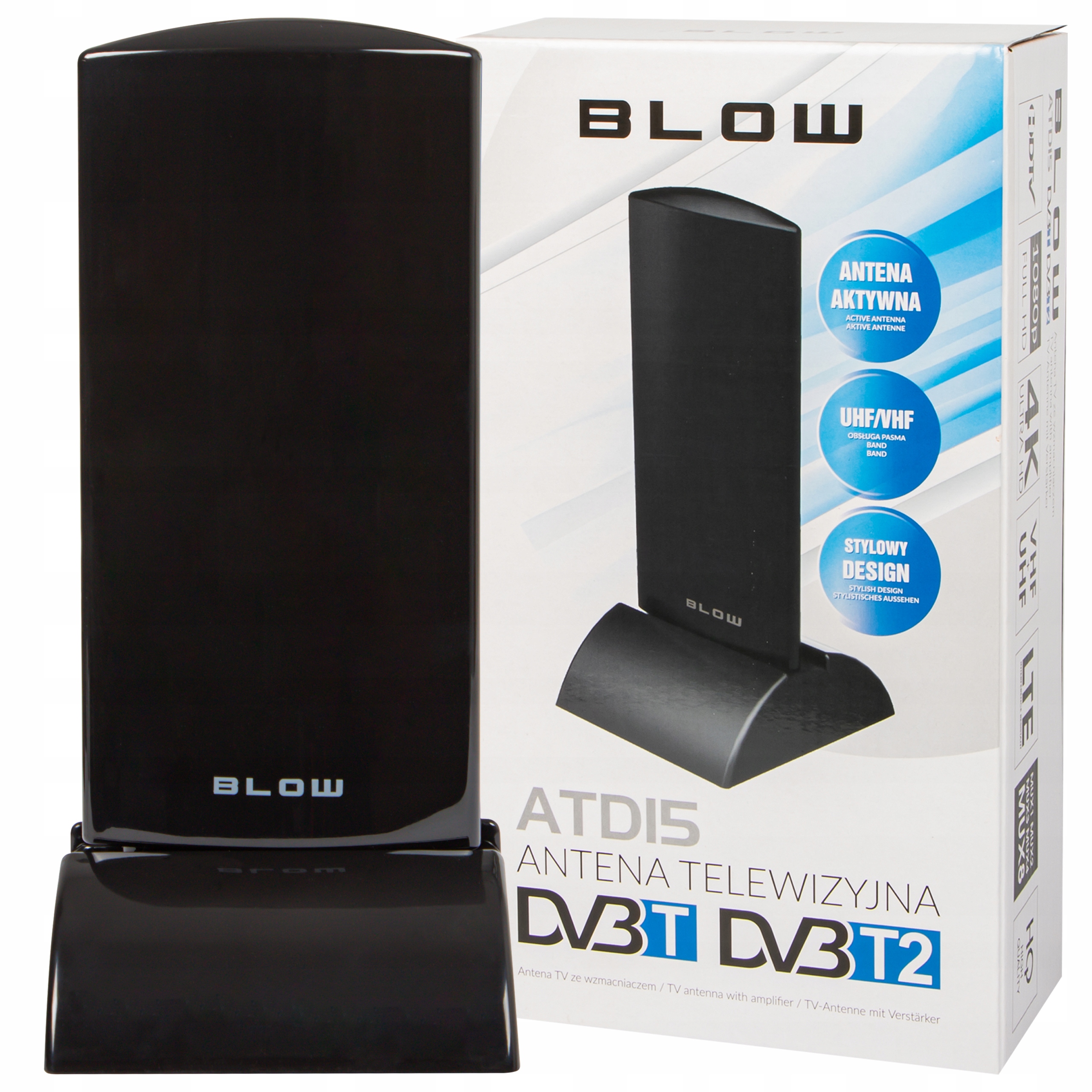 ANTENA AKTYWNA DVB-T2 / DVB-T 4K FULL HD ZE WZMACNIACZEM ATD15