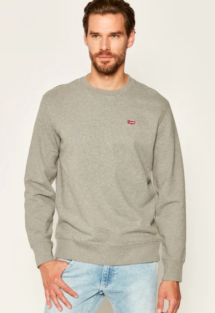 Levi's Mikina Pánská Šedá S Logem Casual Dlouhý Rukáv M 6EA