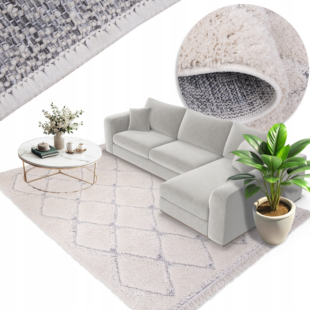 Moderný koberec do obývačky spálne Native 110x170 Nadýchaný koberec Shaggy