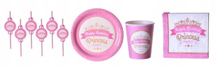 Zestaw urodzinowy papierowy Princess dziewczynki