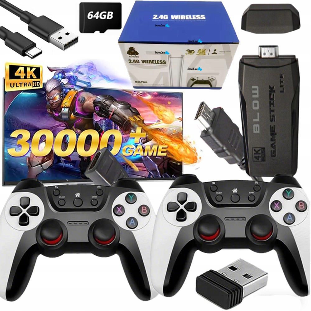 Konsola Retro Gra Telewizyjna Hdmi 8 Emulatorów 30000 Gier 2 Pady 64 Gb
