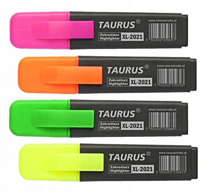 Zakreślacz 4 różne kolory Taurus 4 sztuki XL-2021