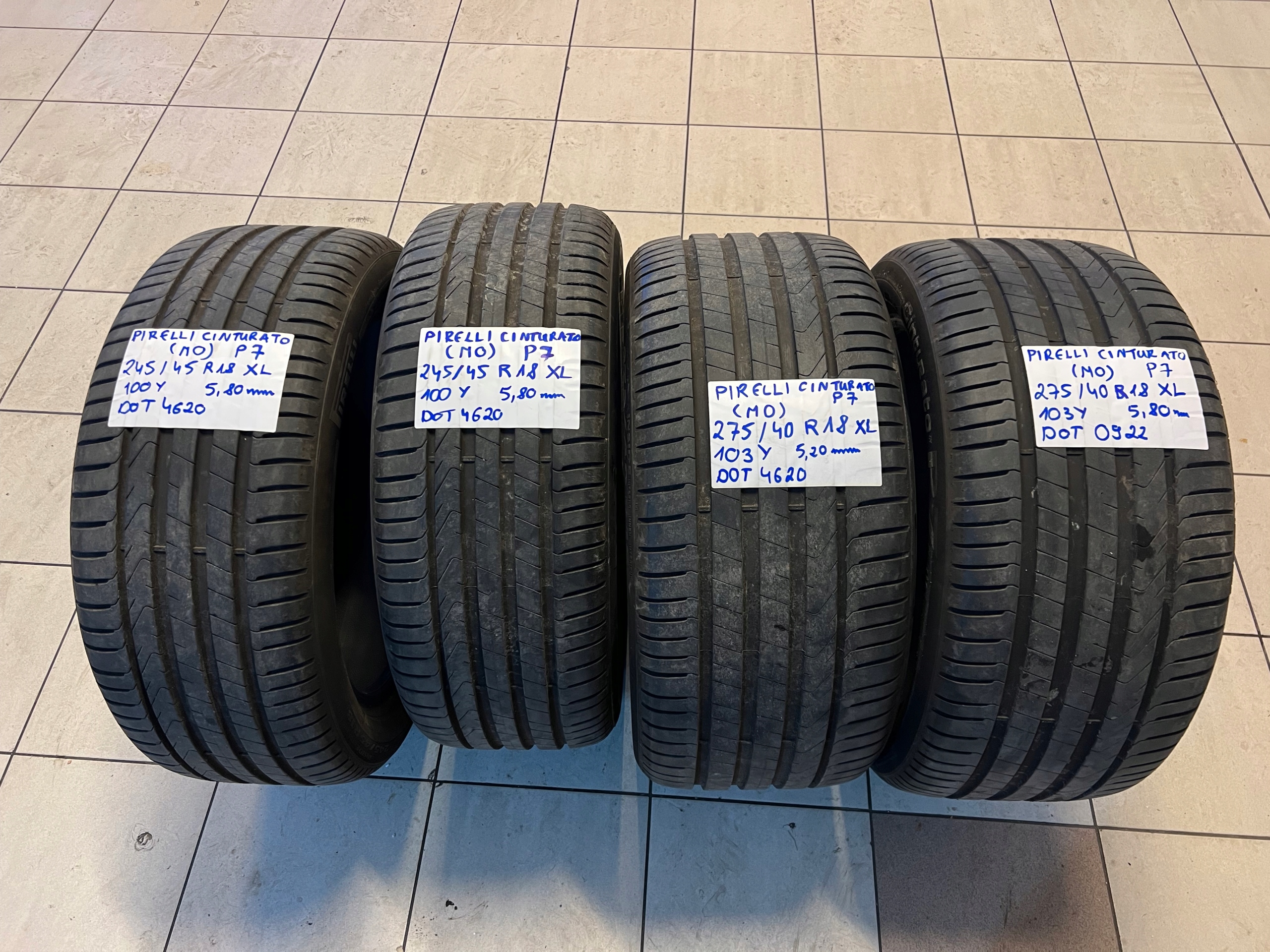 4 шини PIRELLI CINTURATO P7 245/45 R18 275/40 R18