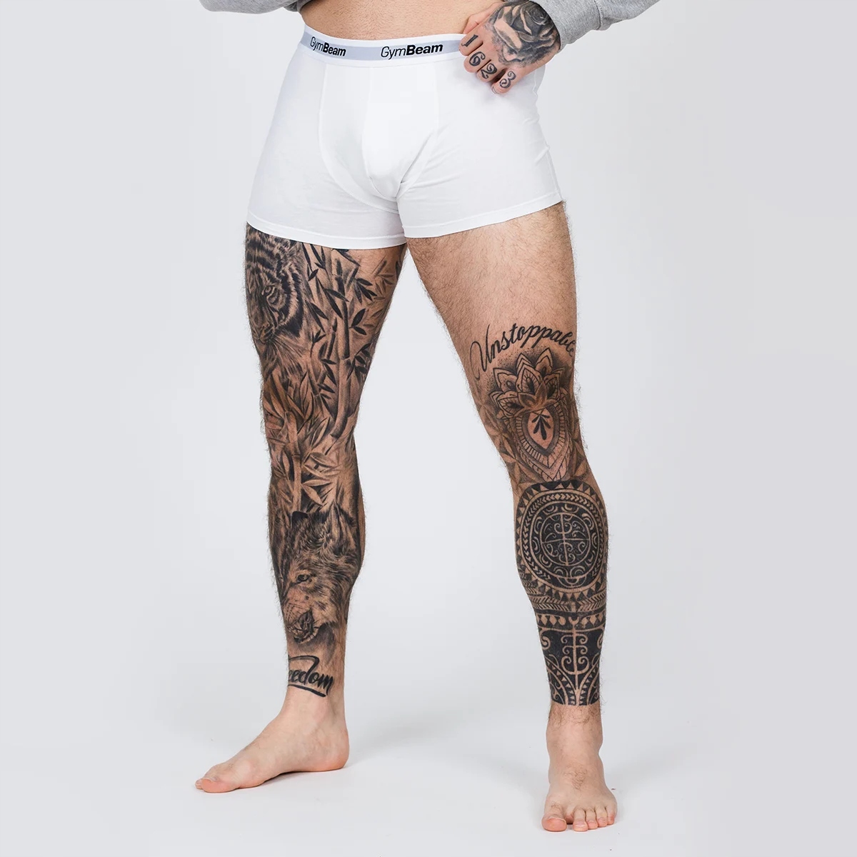 BOKSERKI SPORTOWE BIAŁE ZESTAW 3PACK - GymBeam S Marka GymBeam