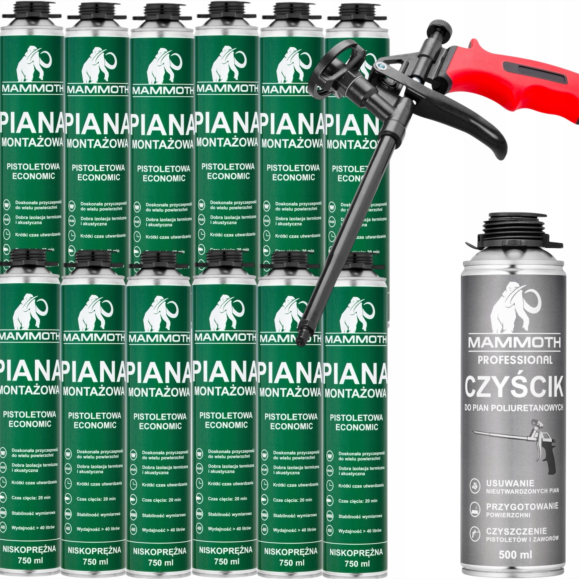 Montážní Pěna Pistolová Pěna Mammoth Sada
