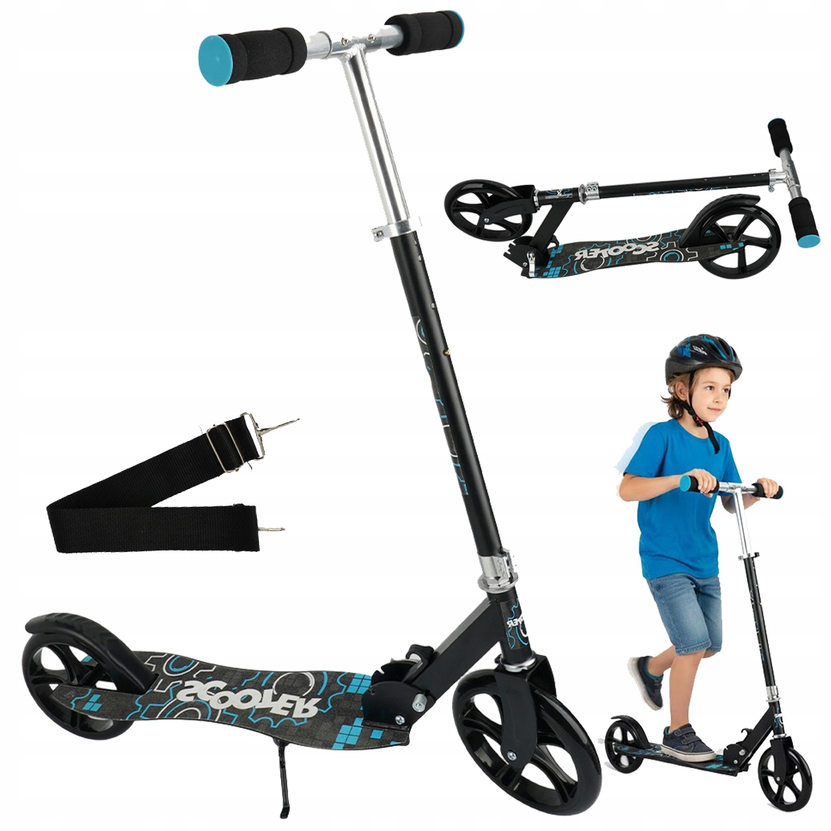 Hulajnoga Miejska Dziecięca Czarna Regulowana Z Hamulcem