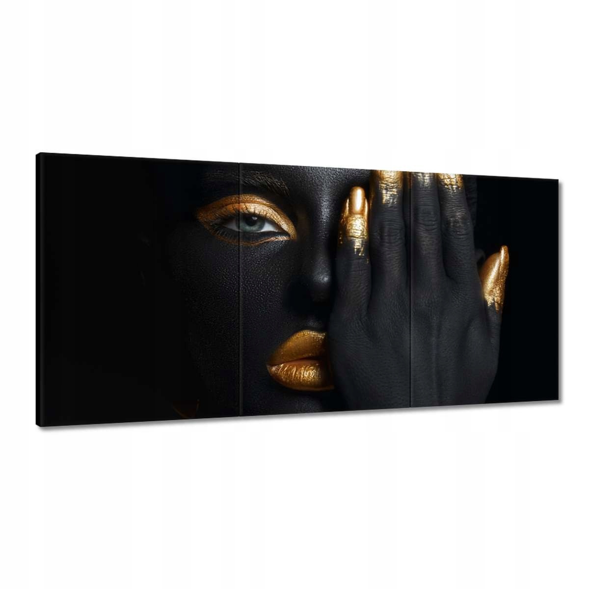 Obrazy 180x90 Tvár pod zlatou dlaňou