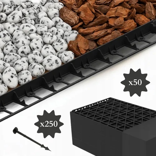 Trávníkový Lem Zahradní 4,5 cm Palisáda Border 45 mm 50 m 250 kolíků