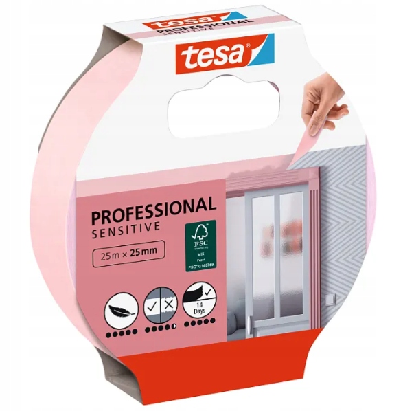 TAŚMA MALARSKA PERFECT SENSITIVE RÓŻOWA 25m x 25mm TESA 56260