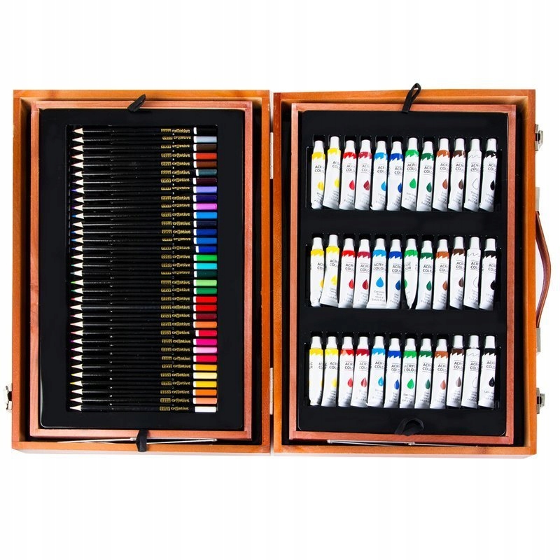 Walizka drewniana Zestaw artystyczny 168 el. Płeć chłopcy dziewczynki