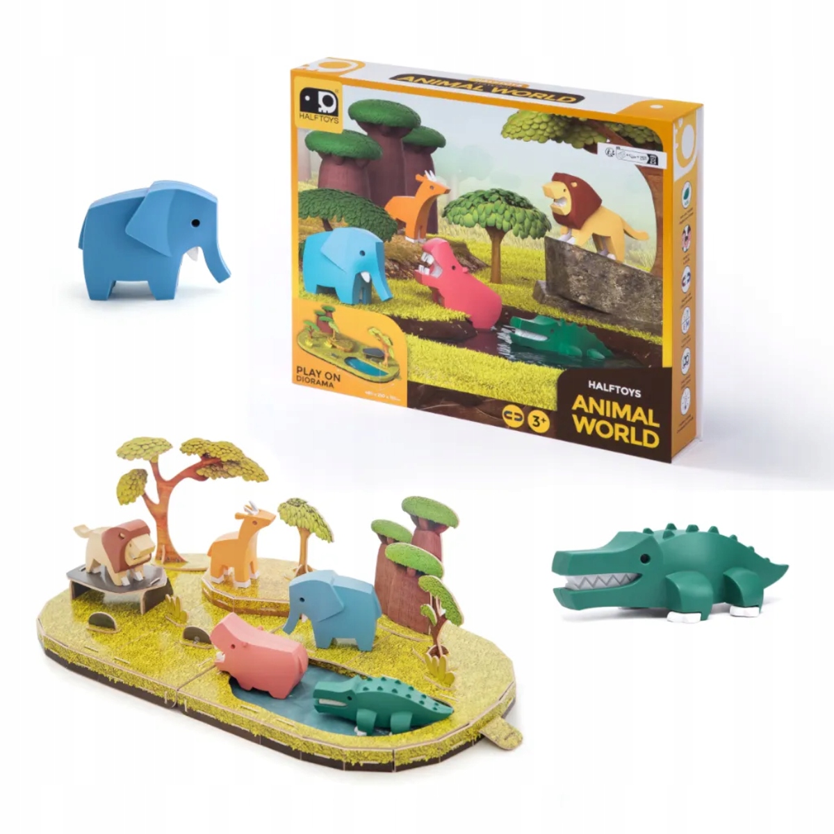 Magnetyczne zwierzaki Half Toys safari puzzle 3D – figurki magnetyczne