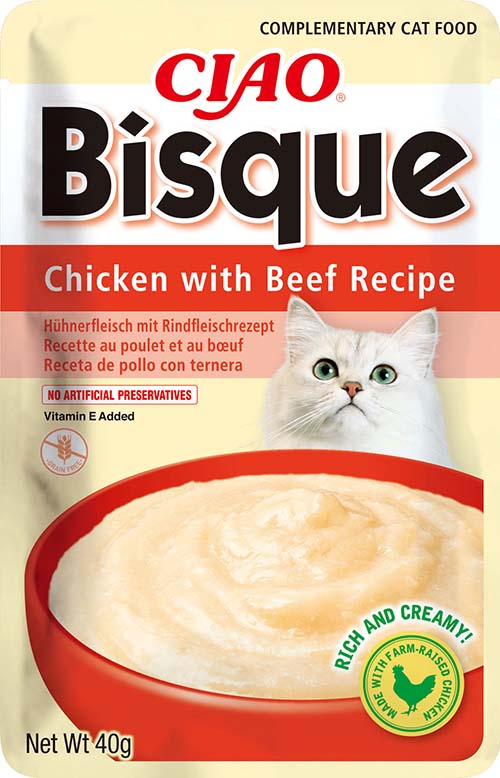 Levně Ciao Bisque Mokré krmivo pro kočky hustá krémová polévka s kuřecím a hovězím masem